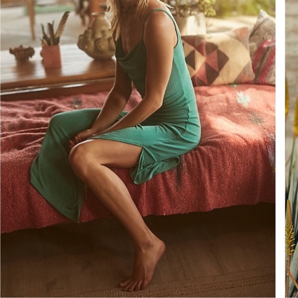 Free People Dress Women's Medium Intimately Bare It All Bodycon Slip Turquoise - Picture 13 of 14